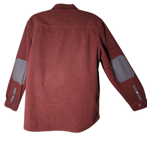 LL Bean Shirt Jacket Men’s XL Red Snap Fleece Shacket Elbow Patches Gorpcore - Picture 3 of 9